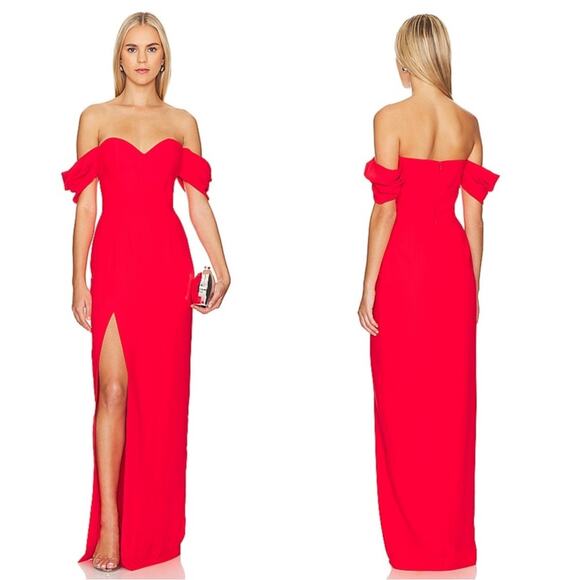 Amanda Uprichard Dresses & Skirts - Amanda Uprichard Falcon Off the Shoulder Crimson Red Maxi Dress Size XS